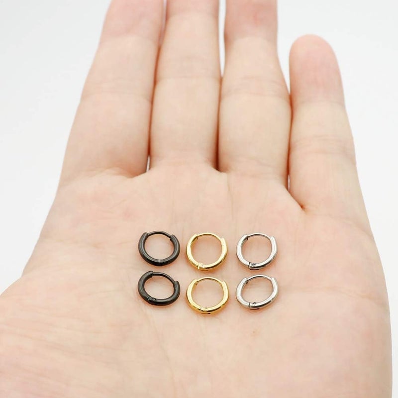 EACHLP Unisex 18K Real Gold Plating Surgical Steel Sleeper Tiny Hoop Earrings,Nose Ring Septum Ring Helix Ring Daith Ring Lip Ring Nipple Ring Snug Ring Rook Ring Body Piercing Jewelry - Image 2
